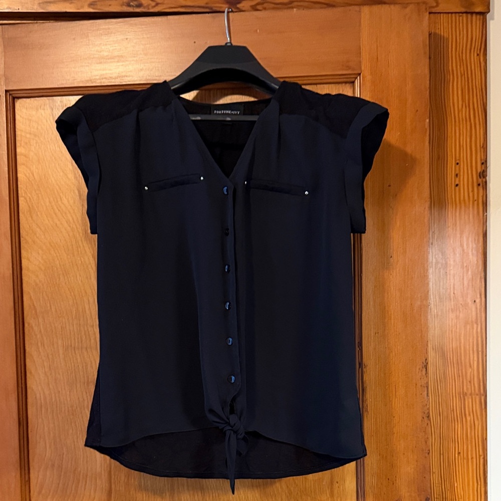 Blac Button-Down Blouse